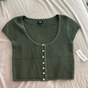 PacSun Green Knit Button-Up Top